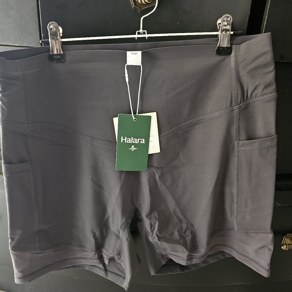 Halara Gray Bike Shorts with Reinforced Waistband
